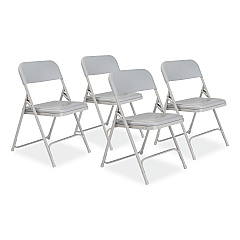 NPS 800 Series Premium Plastic Folding Chair, Supports Up to  500 lb, 18" Seat Height, Gray Seat, Gray Back, Gray Base, 4/Carton (802)