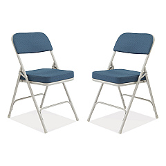 NPS 3200 Series Fabric Dual-Hinge Folding Chair, Supports Up to 300 lb, Regal Blue Seat, Regal Blue Back, Gray Base, 2/Carton (3215)