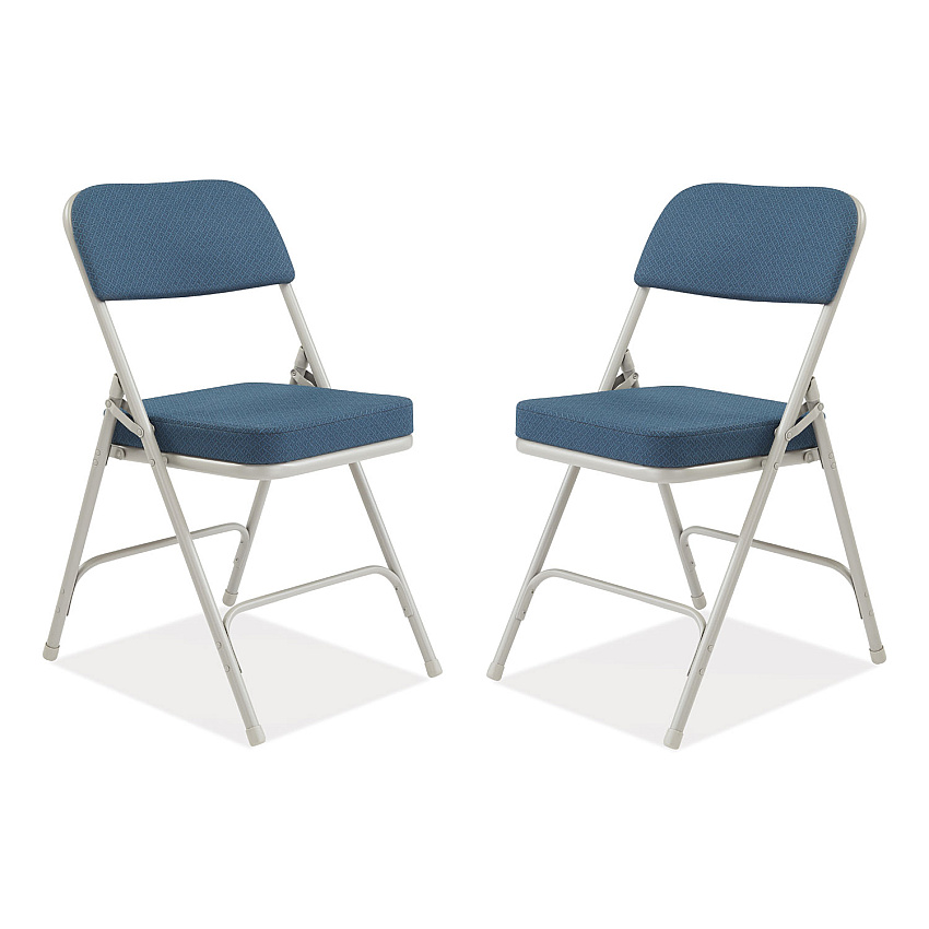 NPS 3200 Series Fabric Dual-Hinge Folding Chair, Supports Up to 300 lb, Regal Blue Seat, Regal Blue Back, Gray Base, 2/Carton (3215)