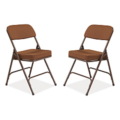 NPS 3200 Series Premium Fabric Dual-Hinge Folding Chair, Supports Up to 300 lb, Gold Seat, Gold Back, Brown Base, 2/Carton (3219)