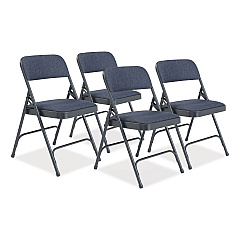 NPS 2200 Series Fabric Dual-Hinge Folding Chair, Supports 500 lb, Royal Blue Sea, Royal Blue Back, Charcoal-Blue Base, 4/Carton (2204)