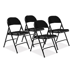 NPS 50 Series All-Steel Folding Chair, Supports Up to 500 lb, 16.75" Seat Height, Black Seat, Black Back, Black Base, 4/Carton (510)