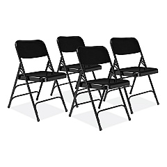 NPS 300 Series Deluxe All-Steel Triple Brace Folding Chair, Supports Up to 480 lb, 17.25" Seat Height, Black, 4/Carton (310)