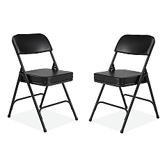 NPS 3200 Series 2" Vinyl Upholstered Double Hinge Folding Chair, Supports Up to 300 lb, 18.5" Seat Height, Black, 2/Carton (3210)