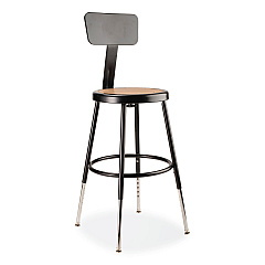 NPS 6200 Series 19" to 27" Height Adjustable Heavy-Duty Stool with Backrest, Supports Up to 500 lb, Masonite Seat/Black Base (6218HB10)