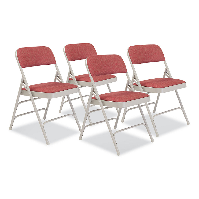 NPS 2300 Series Fabric Upholstered Tri-Brace Folding Chair, Supports 500 lb, Cabernet Seat, Cabernet Back, Gray Base, 4/Carton (2308)