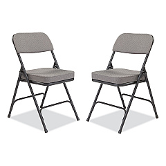 NPS 3200 Series Fabric Dual-Hinge Folding Chair, Supports Up to 300 lb, Charcoal Seat, Charocoal Back, Black Base, 2/Carton (3212)
