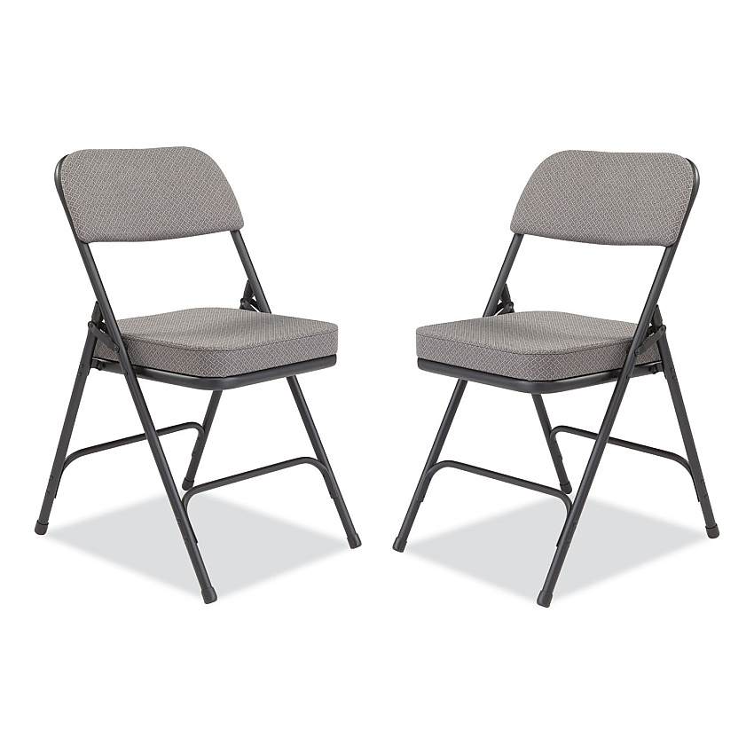 NPS 3200 Series Fabric Dual-Hinge Folding Chair, Supports Up to 300 lb, Charcoal Seat, Charocoal Back, Black Base, 2/Carton (3212)