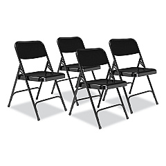 NPS 200 Series Premium All-Steel Double Hinge Folding Chair, Supports Up to 500 lb, 17.25" Seat Height, Black, 4/Carton (210)