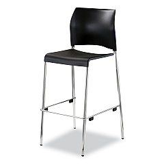 NPS Cafetorium Bar Height Stool, Supports Up to 500 lb, 31" Seat Height, Black Seat, Black Back, Chrome Base (8810B1110)