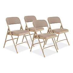 NPS 2200 Series Deluxe Fabric Upholstered Dual-Hinge Premium Folding Chair, Supports Up to 500 lb, Cafe Beige, 4/Carton (2201)