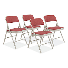 NPS 2200 Series Fabric Dual-Hinge Premium Folding Chair, Supports Up to 500 lb, Cabernet Seat, Cabernet Back, Gray Base, 4/Carton (2208)