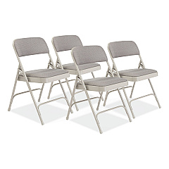 NPS 2200 Series Fabric Dual-Hinge Premium Folding Chair, Supports 500 lb, Greystone Seat, Greystone Back, Gray Base, 4/Carton (2202)