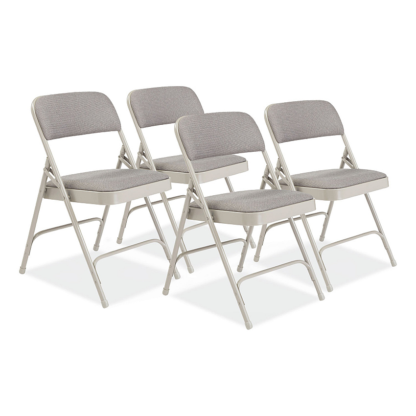 NPS 2200 Series Fabric Dual-Hinge Premium Folding Chair, Supports 500 lb, Greystone Seat, Greystone Back, Gray Base, 4/Carton (2202)