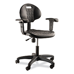 NPS 6700 Series Polyurethane Adjustable Height Task Chair with Arms, Supports 300 lb, 16" to 21" Seat Height, Black Seat/Base (6716HBA)