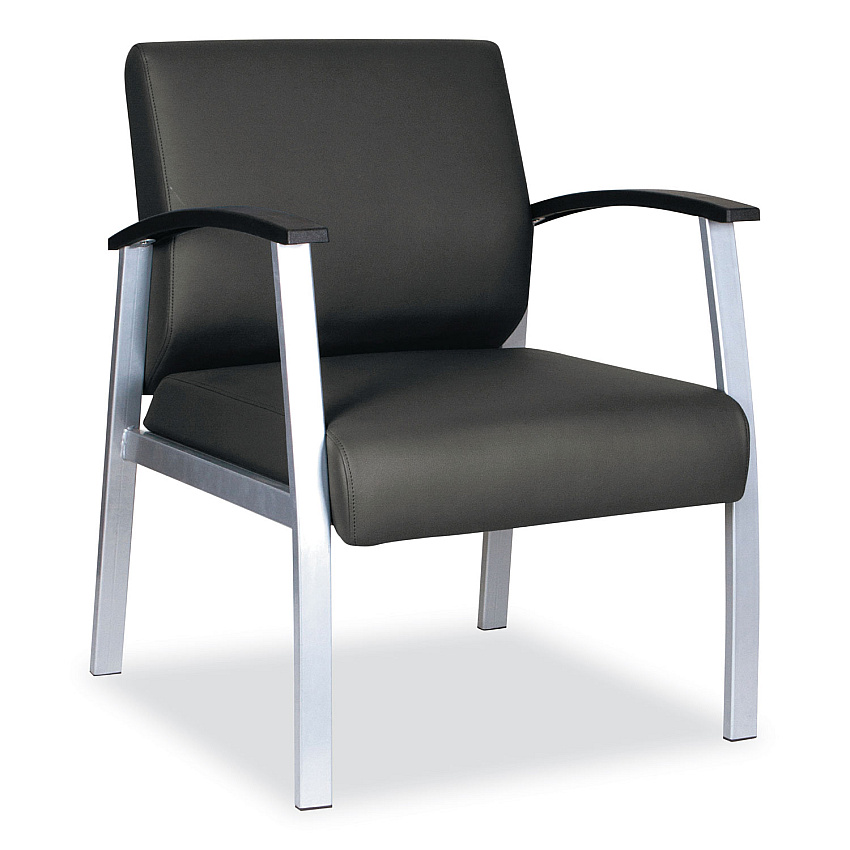 Alera metaLounge Series Mid-Back Guest Chair, 24.6" x 26.96" x 33.46", Black Seat/Back, Silver Base (ALEML2319)