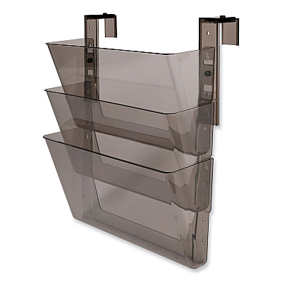 deflecto DocuPocket Three-Pocket File Partition Set, 3 Sections, Letter Size, 13" x 7" x 20", Smoke, 3/Set (73502RT)