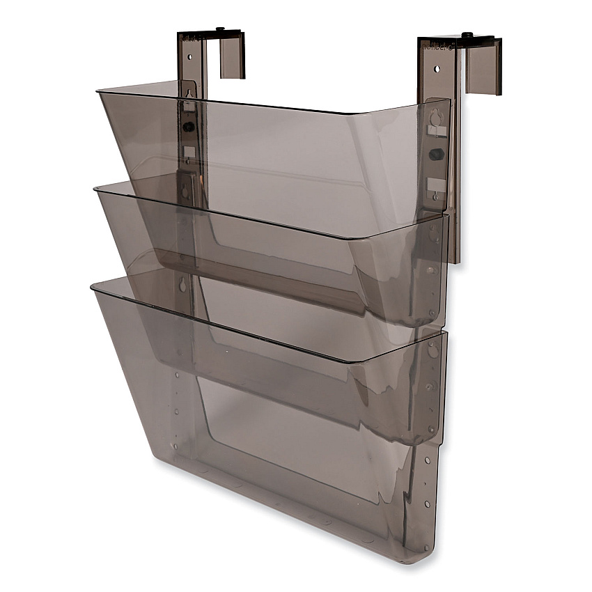 deflecto DocuPocket Three-Pocket File Partition Set, 3 Sections, Letter Size, 13" x 7" x 20", Smoke, 3/Set (73502RT)