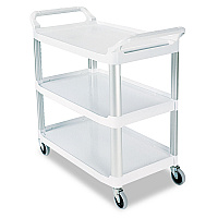 Rubbermaid Commercial Open Sided Utility Cart, Three-Shelf, 40.63w x 20d x 37.81h, Off-White (409100CM)
