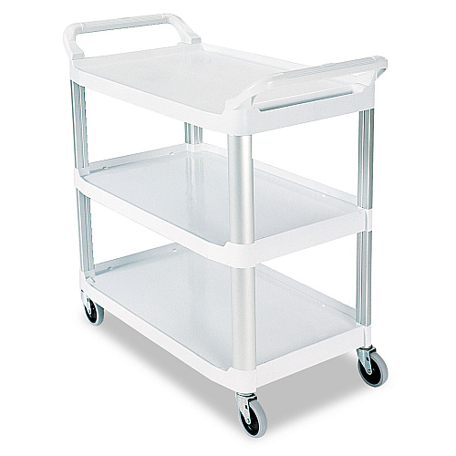 Rubbermaid Commercial Open Sided Utility Cart, Three-Shelf, 40.63w x 20d x 37.81h, Off-White (409100CM)