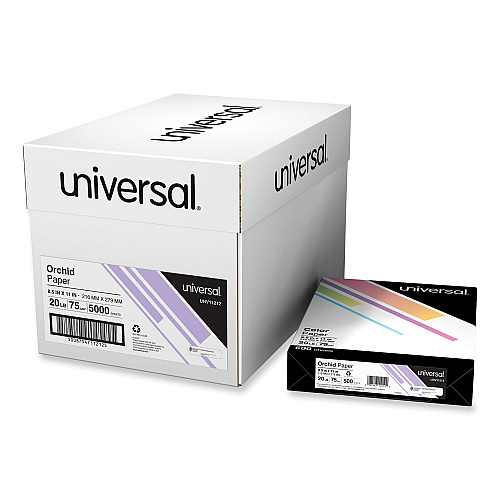 Universal Deluxe Colored Paper, 20 lb Bond Weight, 8.5 x 11, Orchid, 500 Sheets/Ream, 10 Reams/Carton (UNV11212CT)