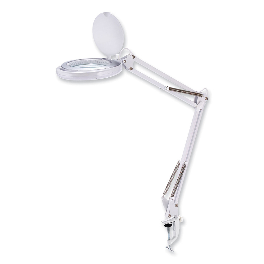Black & Decker PureOptics LED Magnifying Dimmable Desk Lamp with Clamp Mount, 17" High, White (VLED600)