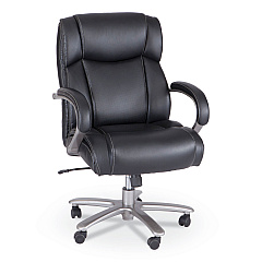Safco Lineage Big & Tall Mid Back Task Chair 28" Back, Supports Up to 400 lb, 21.5" to 25.25" Seat Height, Black Seat, Chrome Base (3503BL)