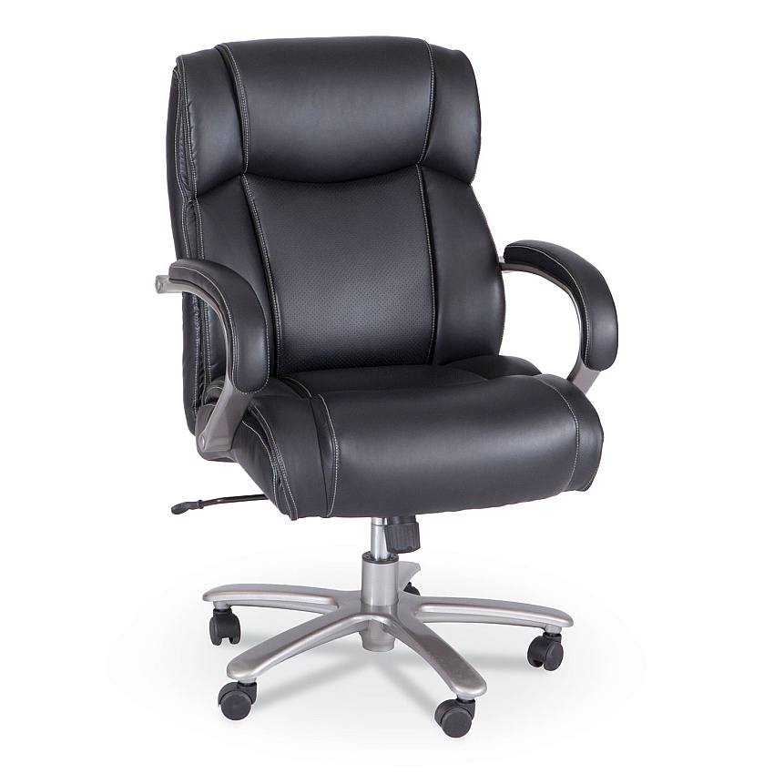 Safco Lineage Big & Tall Mid Back Task Chair 28" Back, Supports Up to 400 lb, 21.5" to 25.25" Seat Height, Black Seat, Chrome Base (3503BL)