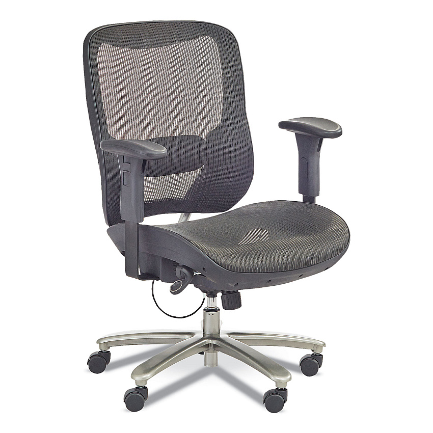 Safco Lineage Big & Tall All-Mesh Task Chair, Supports Up to 400 lb, 19.5" to 23.25" Seat Height, Black Seat, Chrome Base (3505BL)