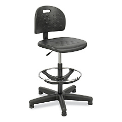 Safco Soft Tough Economy Workbench Chair, Supports Up to 250 lb, 22" to 32" Seat Height, Black Seat, Black Back, Black Base (6680)