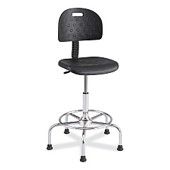 Safco Workfit Economy Industrial Chair, Supports Up to 400 lb, 22" to 30" Seat Height,  Black Seat, Black Back, Silver Base (6950BL)