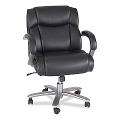 Safco Lineage Big & Tall Mid Back Task Chair 24.5" Back, Supports 350 lb, 19.5" to 23.25" Seat Height, Black Seat, Chrome Base (3504BL)