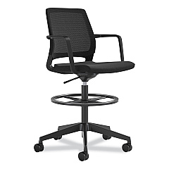 Safco Medina Extended-Height Chair, Supports Up to 275 lb, 23" to 33" Seat Height, Black Seat, Black Back, Black Base (6827BL)