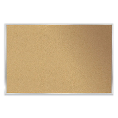 Ghent Aluminum-Frame Natural Corkboard, 96.5 x 48.5, Tan Surface, Satin Aluminum Frame (AK48)