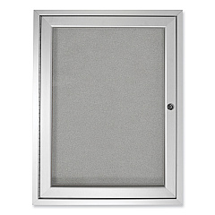 Ghent 1 Door Enclosed Vinyl Bulletin Board with Satin Aluminum Frame, 24 x 36, Silver Surface (PA13624VX193)