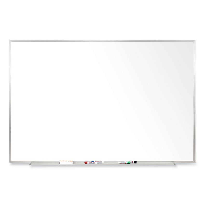 Ghent Magnetic Porcelain Whiteboard with Satin Aluminum Frame, 72.5 x 48.5, White Surface (M1464)
