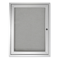 Ghent 1 Door Enclosed Vinyl Bulletin Board with Satin Aluminum Frame, 30 x 36, Silver Surface (PA13630VX193)