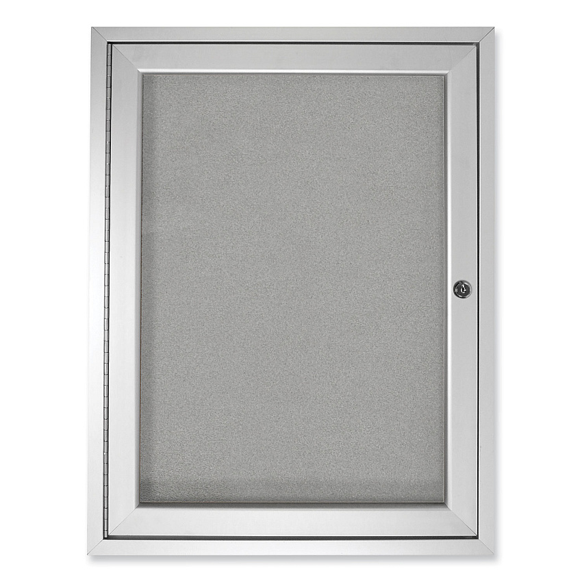 Ghent 1 Door Enclosed Vinyl Bulletin Board with Satin Aluminum Frame, 30 x 36, Silver Surface (PA13630VX193)