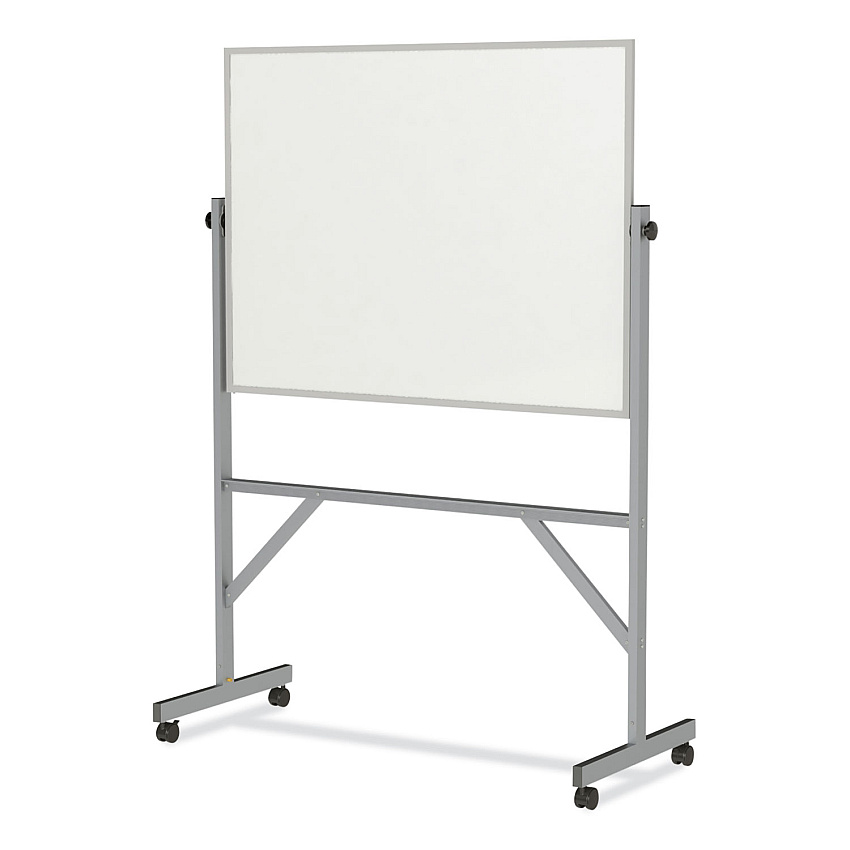 Ghent Reversible Magnetic Porcelain Whiteboard, Satin Aluminum Frame, 53.25 x 72.25, White Surface (ARM1M134)