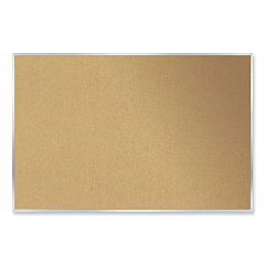 Ghent Aluminum-Frame Natural Corkboard, 46.5 x 36, Tan Surface, Satin Aluminum Frame (13341)