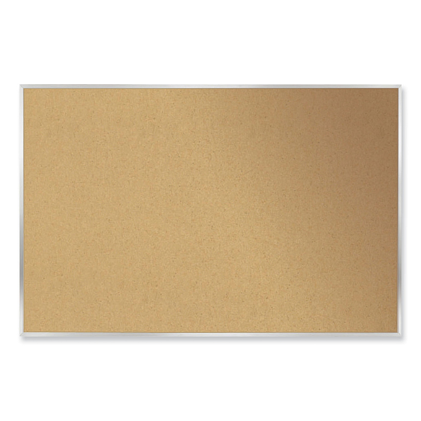 Ghent Aluminum-Frame Natural Corkboard, 46.5 x 36, Tan Surface, Satin Aluminum Frame (13341)