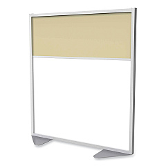 Ghent Floor Partition with Aluminum Frame and 2 Split Panel Infill, 48.06 x 2.04 x 53.86, White/Carmel (MP5448208A)