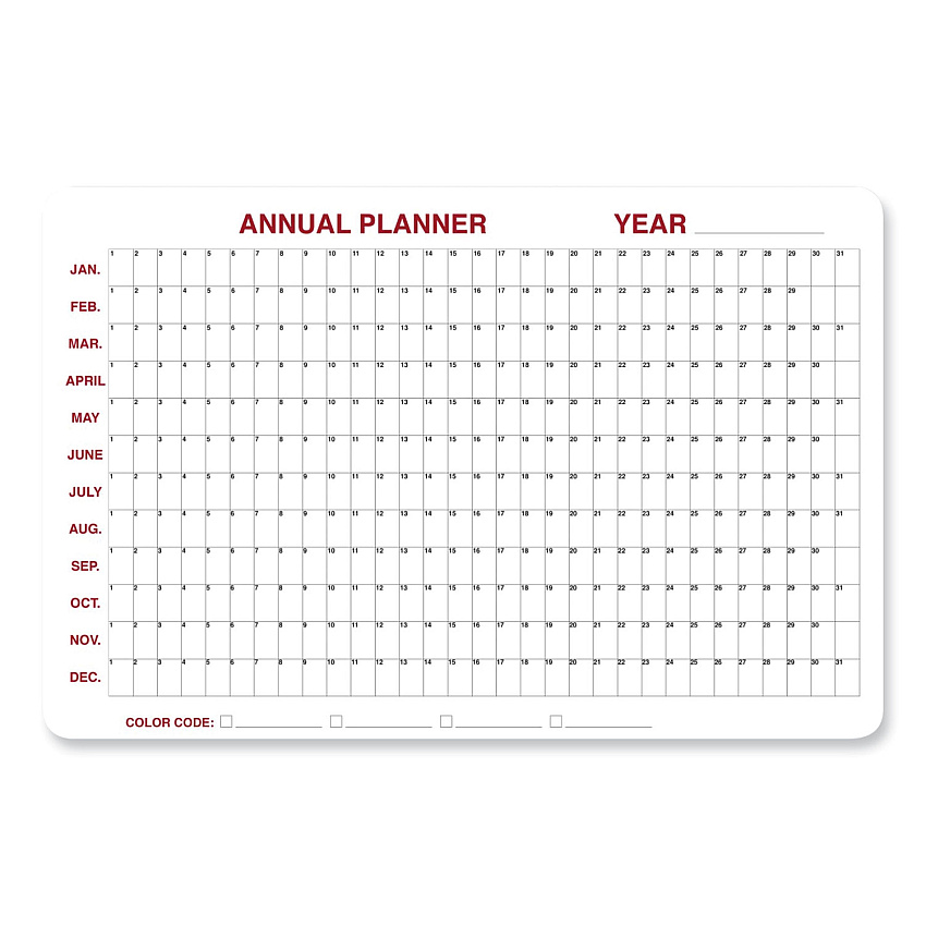 Ghent 12 Month Whiteboard Calendar with Radius Corners, 36 x 24, White/Red/Black Surface (984517)