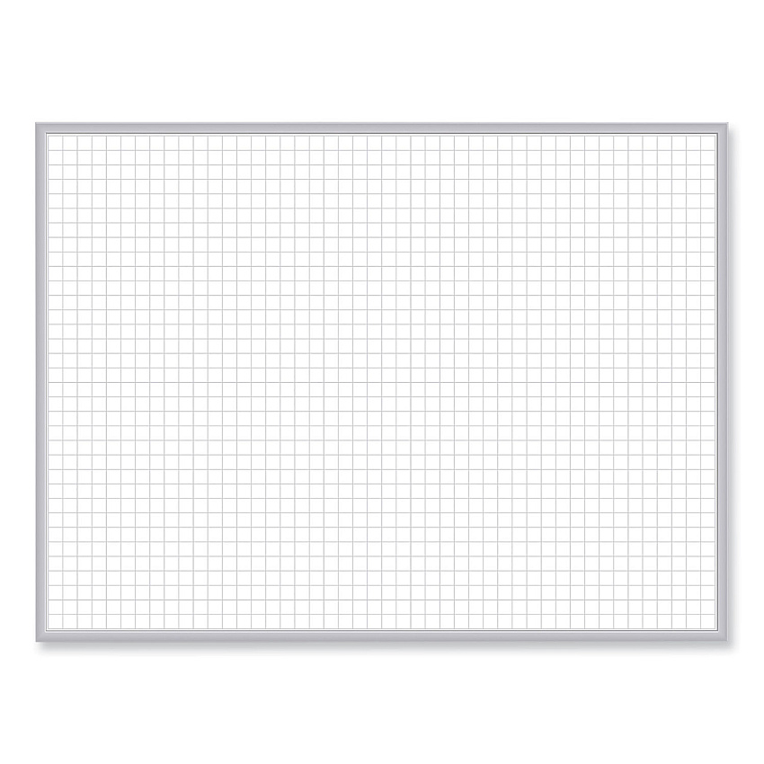 Ghent 1 x 1 Grid Magnetic Whiteboard, 96.5 x 48.5, White/Gray Surface, Satin Aluminum Frame (GRPM321G48)