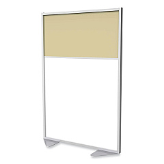 Ghent Floor Partition with Aluminum Frame and 2 Split Panel Infill, 48.06 x 2.04 x 71.86, White/Carmel (MP7248208A)