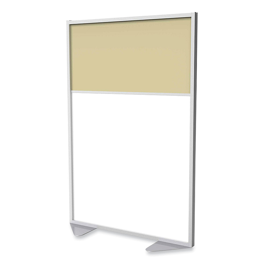 Ghent Floor Partition with Aluminum Frame and 2 Split Panel Infill, 48.06 x 2.04 x 71.86, White/Carmel (MP7248208A)
