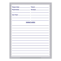 Ghent Hospital Magnetic Whiteboard, 18.5 x 24.5, White/Blue Surface, Satin Aluminum Frame (GRPM311H18)