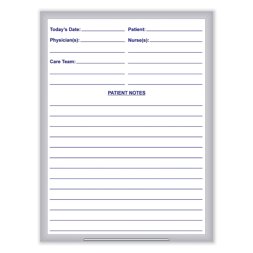 Ghent Hospital Magnetic Whiteboard, 18.5 x 24.5, White/Blue Surface, Satin Aluminum Frame (GRPM311H18)
