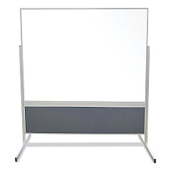 Ghent Double-Sided Magnetic Porcelain Whiteboard, Caramel Vinyl Tackboard with Aluminum Frame, 50.5 x 72.88 (FPM1M164185)
