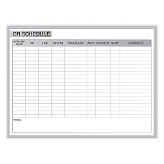 Ghent OR Schedule Magnetic Whiteboard, 48.5 x 36.5, White/Gray Surface, Satin Aluminum Frame (GRPM313S34)